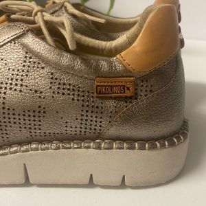 Pikolinos Vera Walking Shoe Sneaker Stone Leather Silver Gold 39 8.5 Women